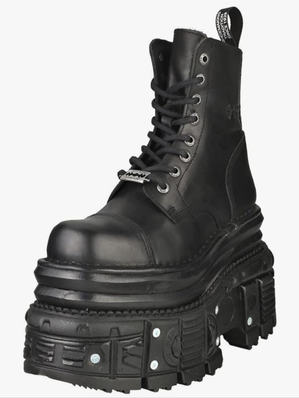 New Rock MILI083CCT-C4 Women's Black Leather Combat Boot in US 10.5 Or EU 41